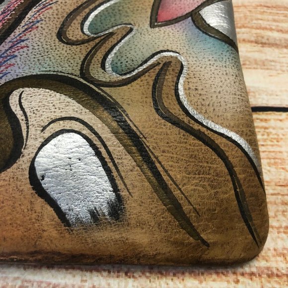 Allan Edward Vintage Leather Painted  Signed Clutc - Picture 8 of 11